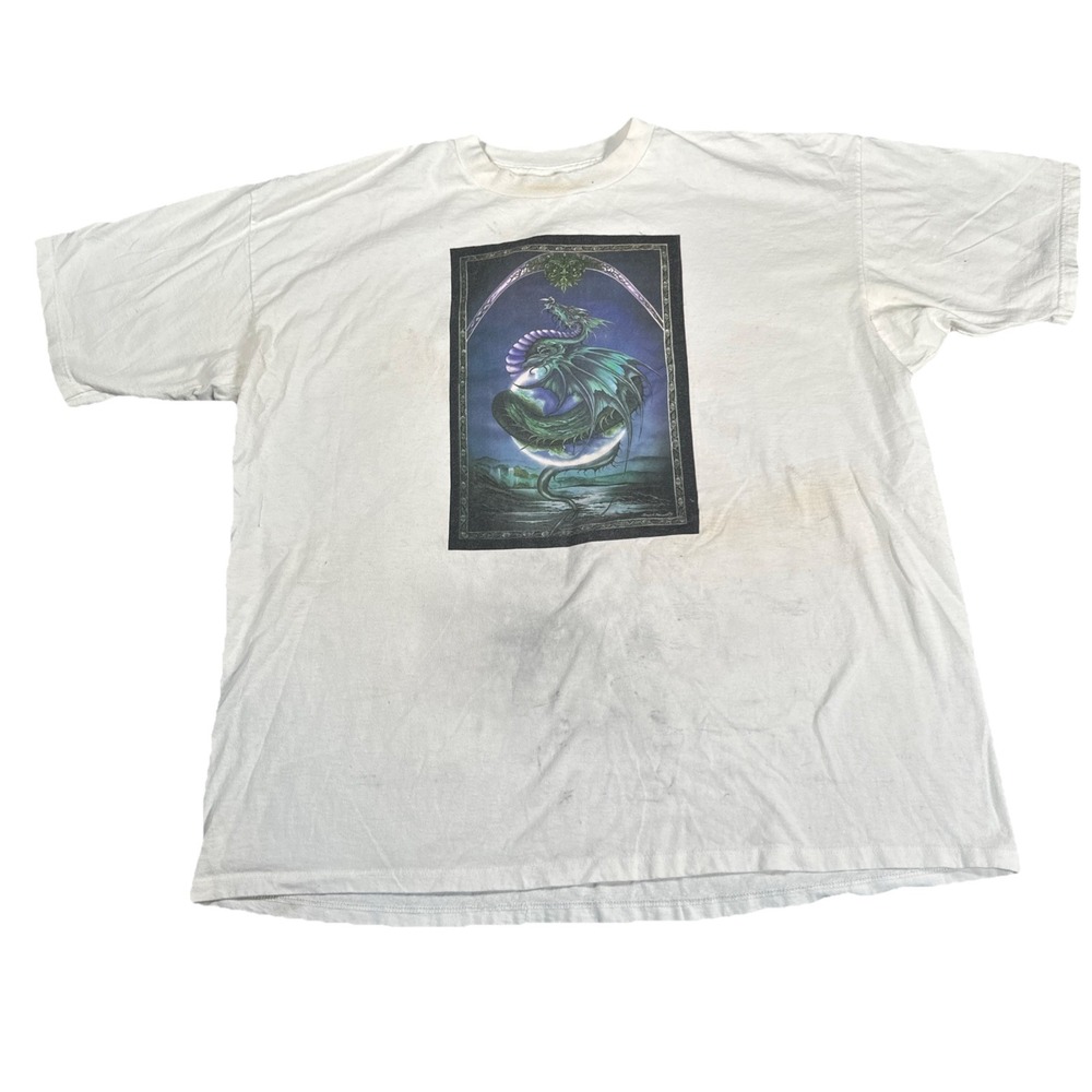 Jt's Enchantica Dragon T-Shirt Vintage 1990's SZ  2XL Peter Pracownik Magical